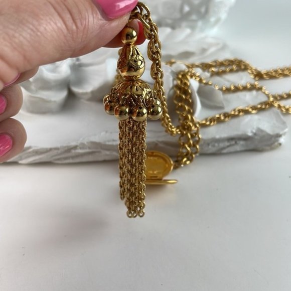 VINTAGE Double Chain Locket &  Tassel Charm Pendants - Picture 10 of 10